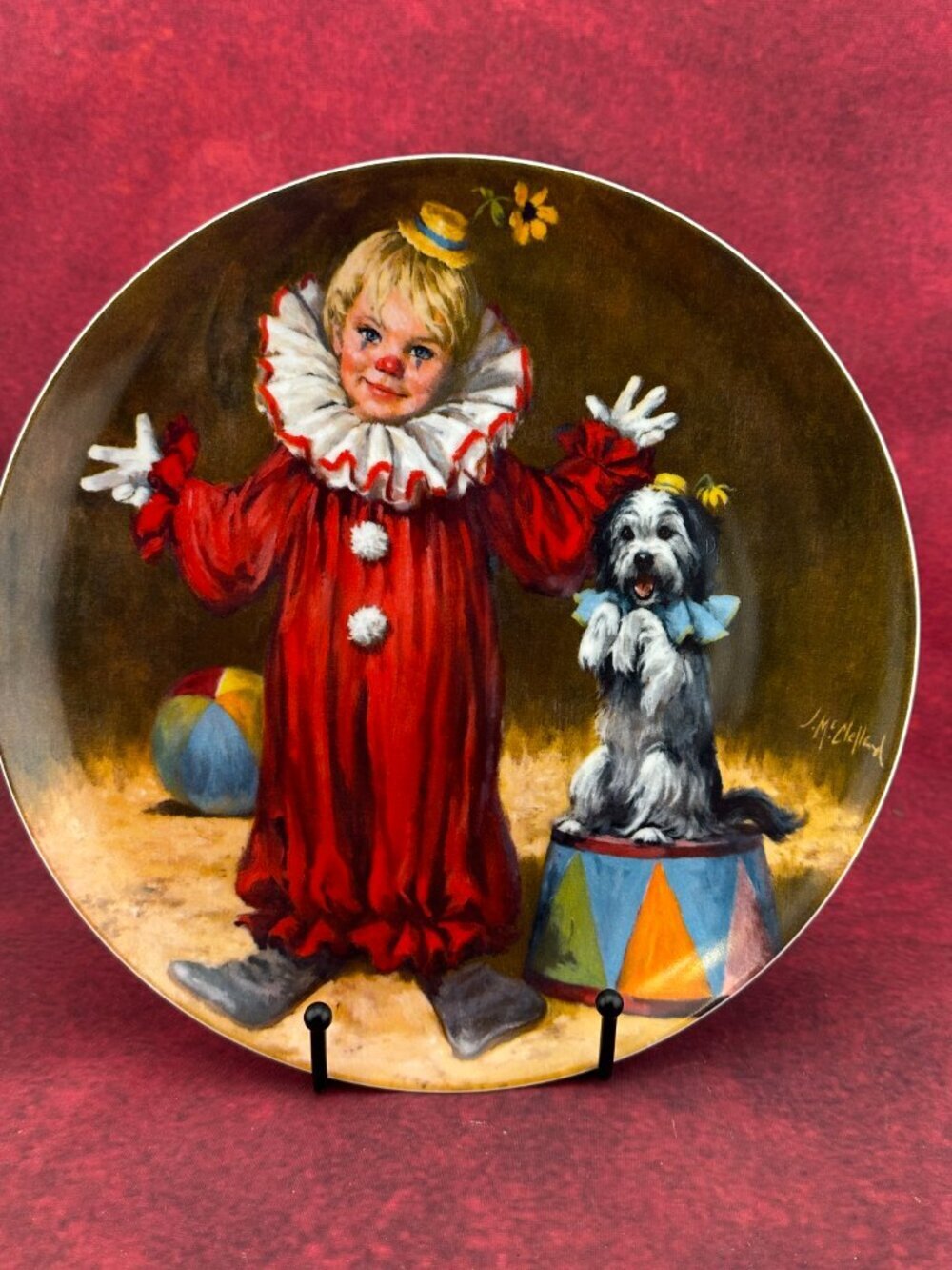 JOHN Mc CLELLAND " TOMMY THE CLOWN" DECORATIVE PLATE # 1184B w/COA  AND BOOKLET